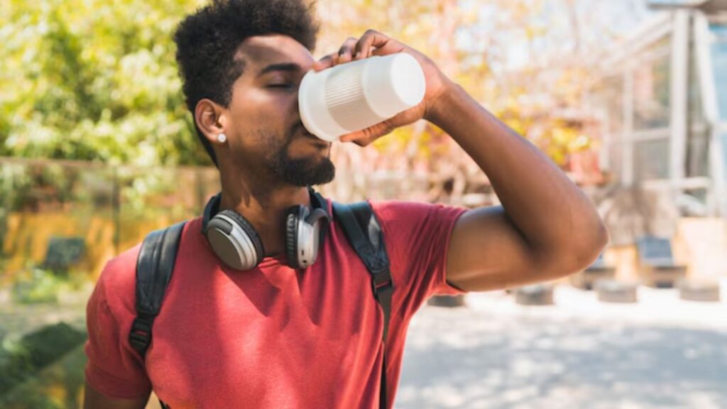 Students drink Coffee in morning