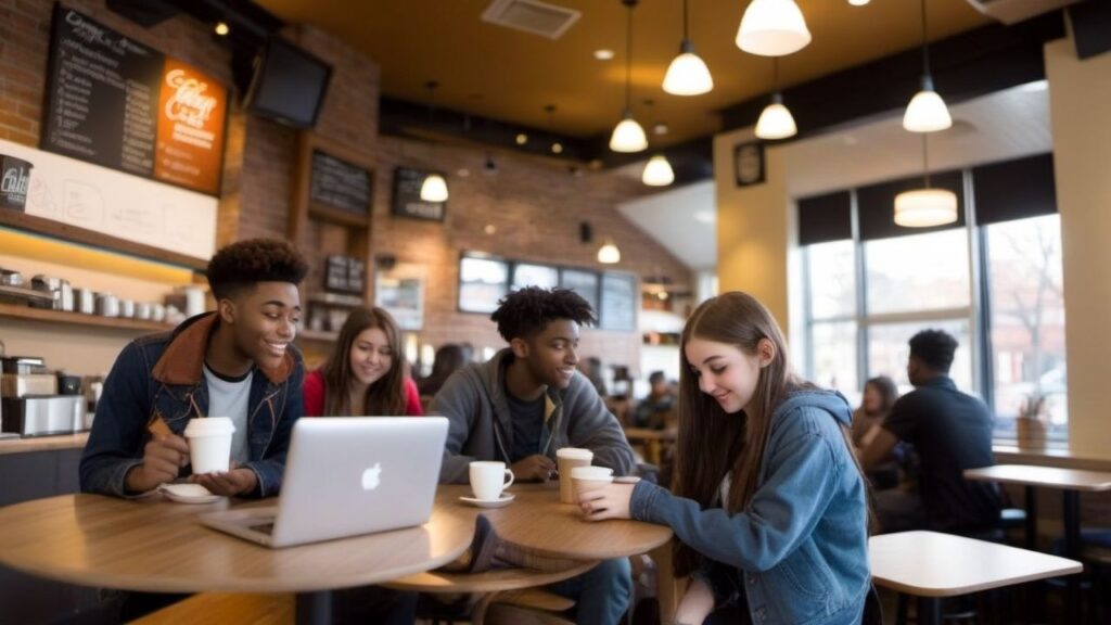 Students in coffee shop